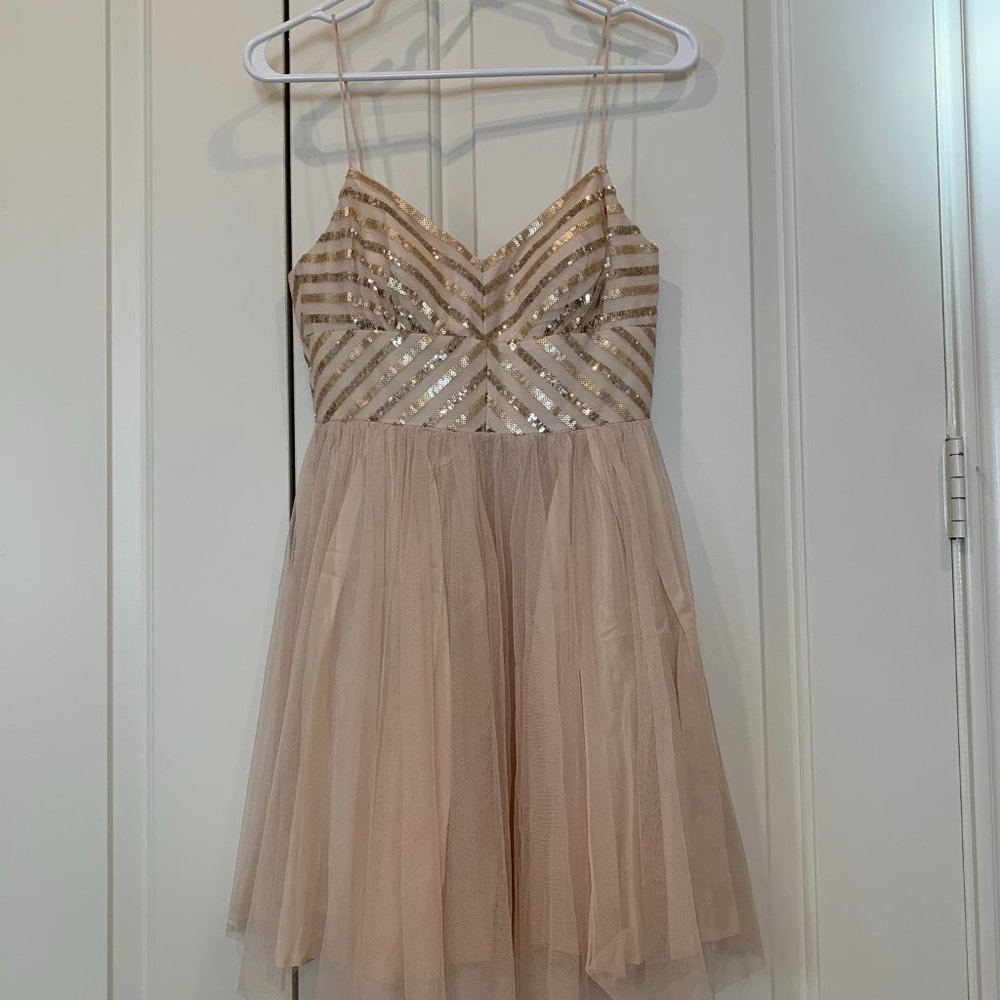 Aidan Mattox Champagne cocktail dress